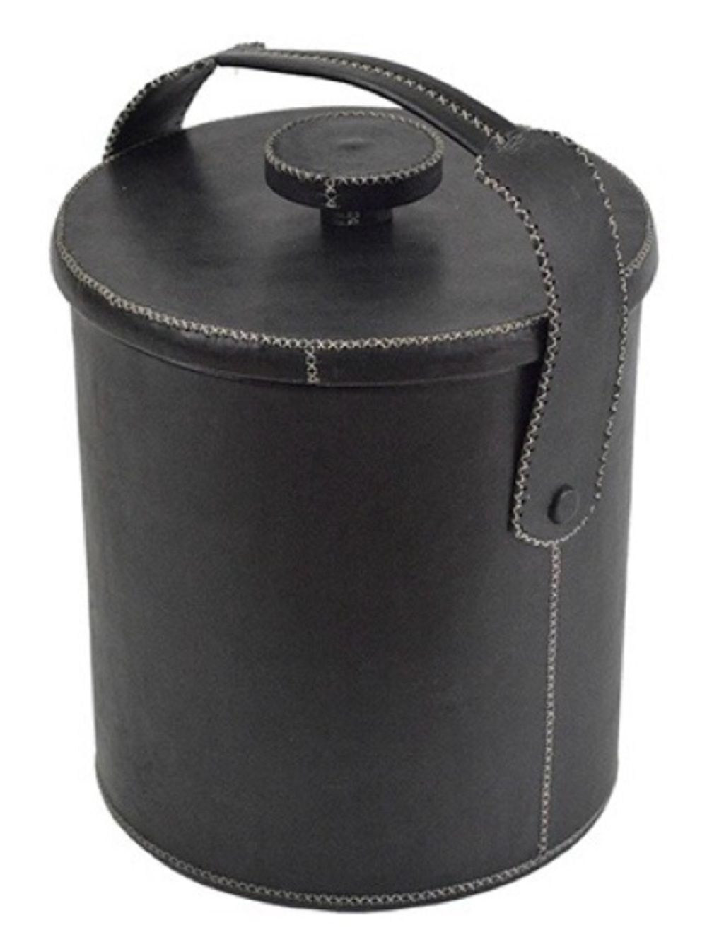 NWT Sol & Luna Black Leather Ice Bucket PN925 Cream Stitching